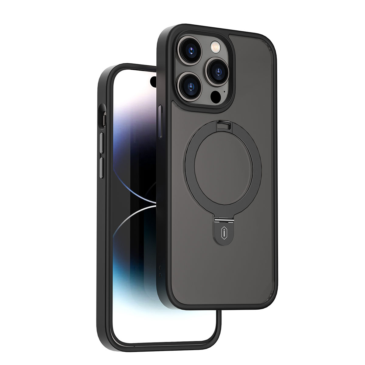 Apple iPhone 14 Pro Kılıf Wiwu ZMM-010 M-safe Şarj Özellikli Parmak İzi Bırakmayan Mat Transparan Standlı Kapak