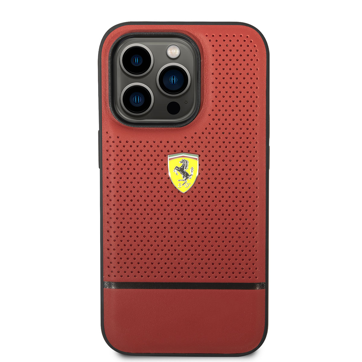 Apple iPhone 14 Pro Max Kılıf Ferrari Orjinal Lisanslı Deri Delikli Ve Çizgili Dizayn Kapak - Görsel 5