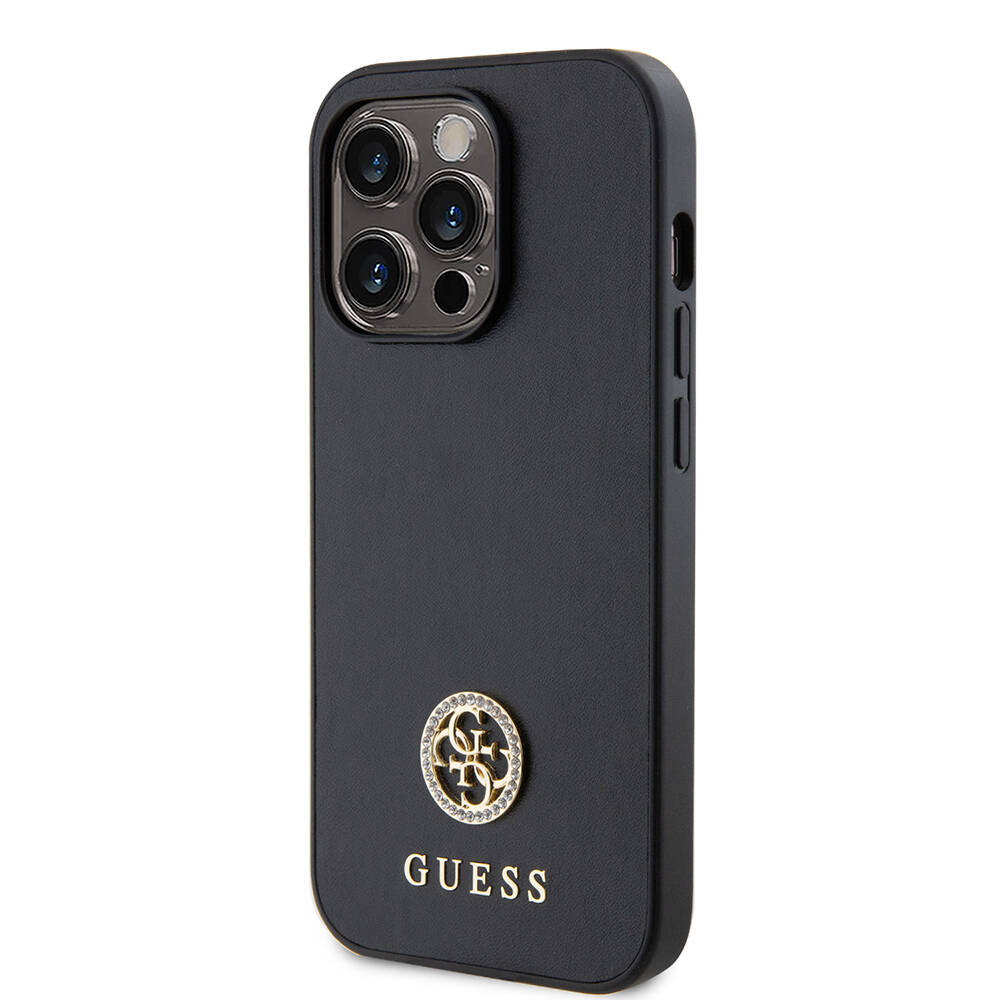 Apple iPhone 14 Pro Max Kılıf Guess Orjinal Lisanslı Deri 4G Metal Logo Strass Kapak - Görsel 2