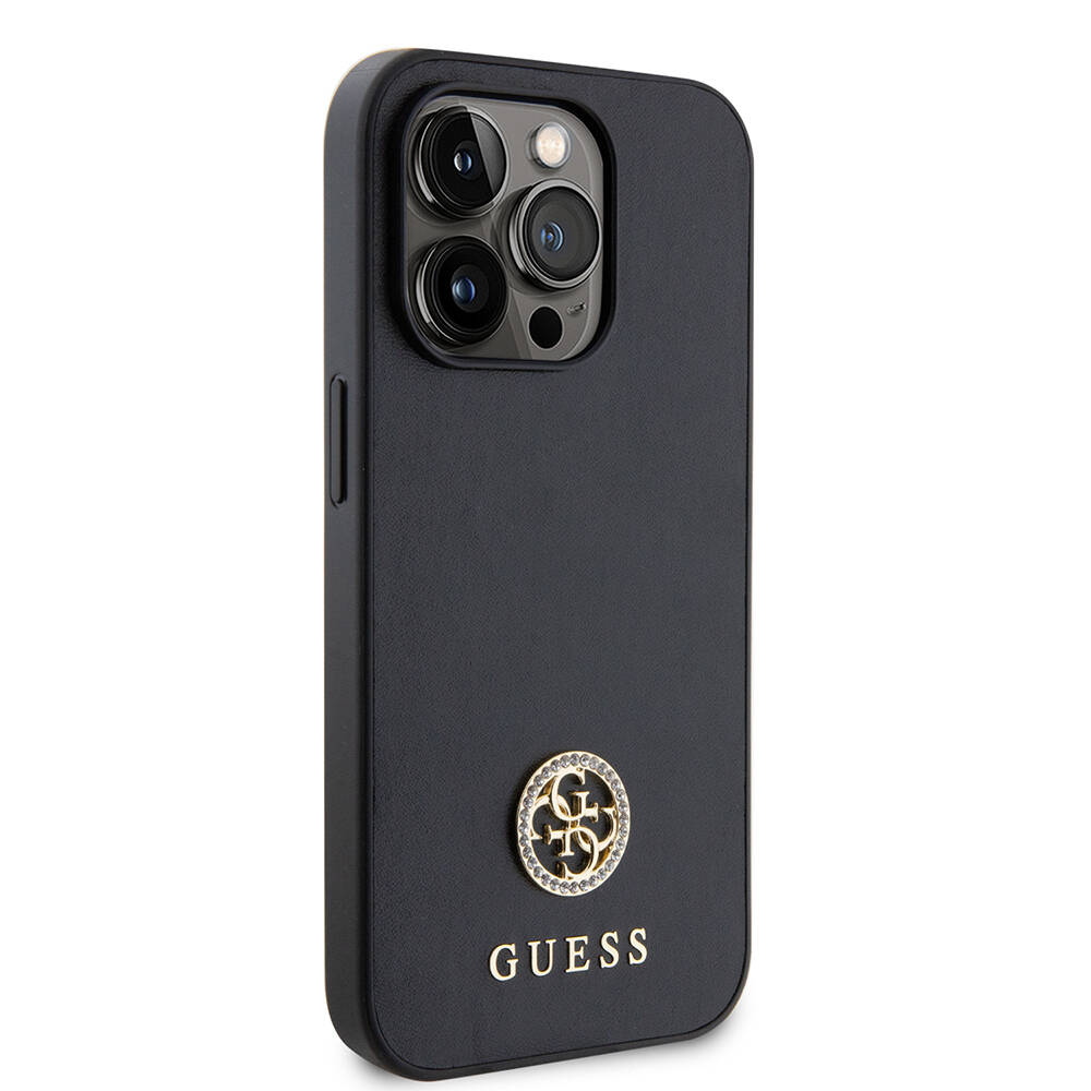 Apple iPhone 14 Pro Max Kılıf Guess Orjinal Lisanslı Deri 4G Metal Logo Strass Kapak - Görsel 4