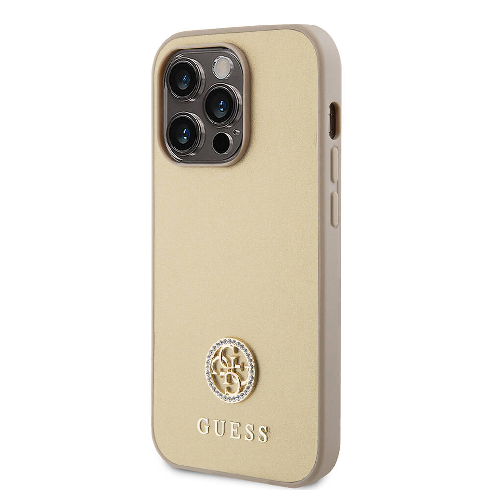 Apple iPhone 14 Pro Max Kılıf Guess Orjinal Lisanslı Deri 4G Metal Logo Strass Kapak - Görsel 5