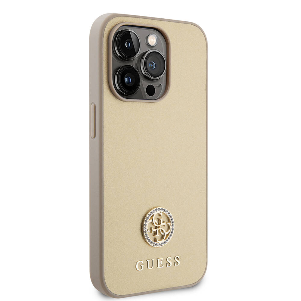 Apple iPhone 14 Pro Max Kılıf Guess Orjinal Lisanslı Deri 4G Metal Logo Strass Kapak - Görsel 8
