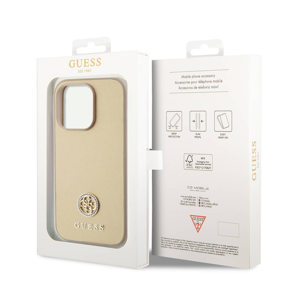 Apple iPhone 14 Pro Max Kılıf Guess Orjinal Lisanslı Deri 4G Metal Logo Strass Kapak - Görsel 14