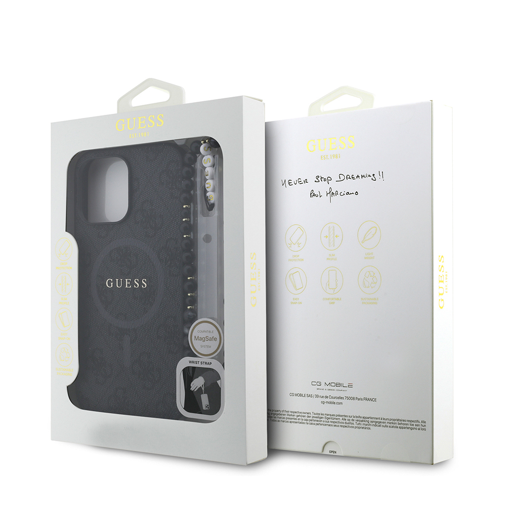 Apple iPhone 14 Pro Max Kılıf Guess Orjinal Lisanslı M-safe Şarj Özellikli PU Deri Bilek Askı İpli Yazı Logolu Kapak - Görsel 22