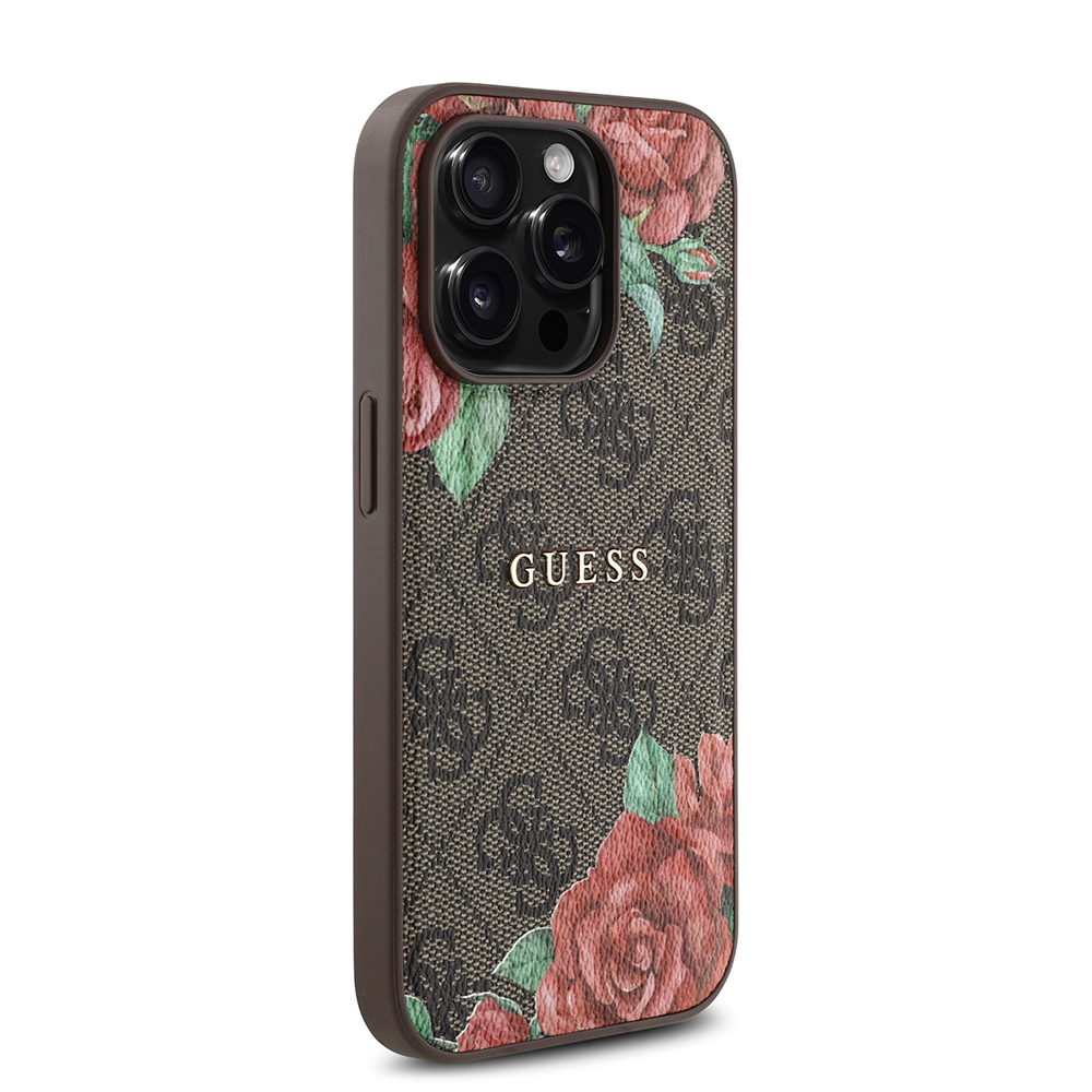 Apple iPhone 14 Pro Max Kılıf Guess Orjinal Lisanslı M-safe Şarj Özellikli Gül Baskılı 4G Desenli Yazı Logolu Kapak - Görsel 4