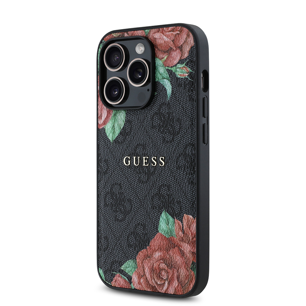 Apple iPhone 14 Pro Max Kılıf Guess Orjinal Lisanslı M-safe Şarj Özellikli Gül Baskılı 4G Desenli Yazı Logolu Kapak - Görsel 9
