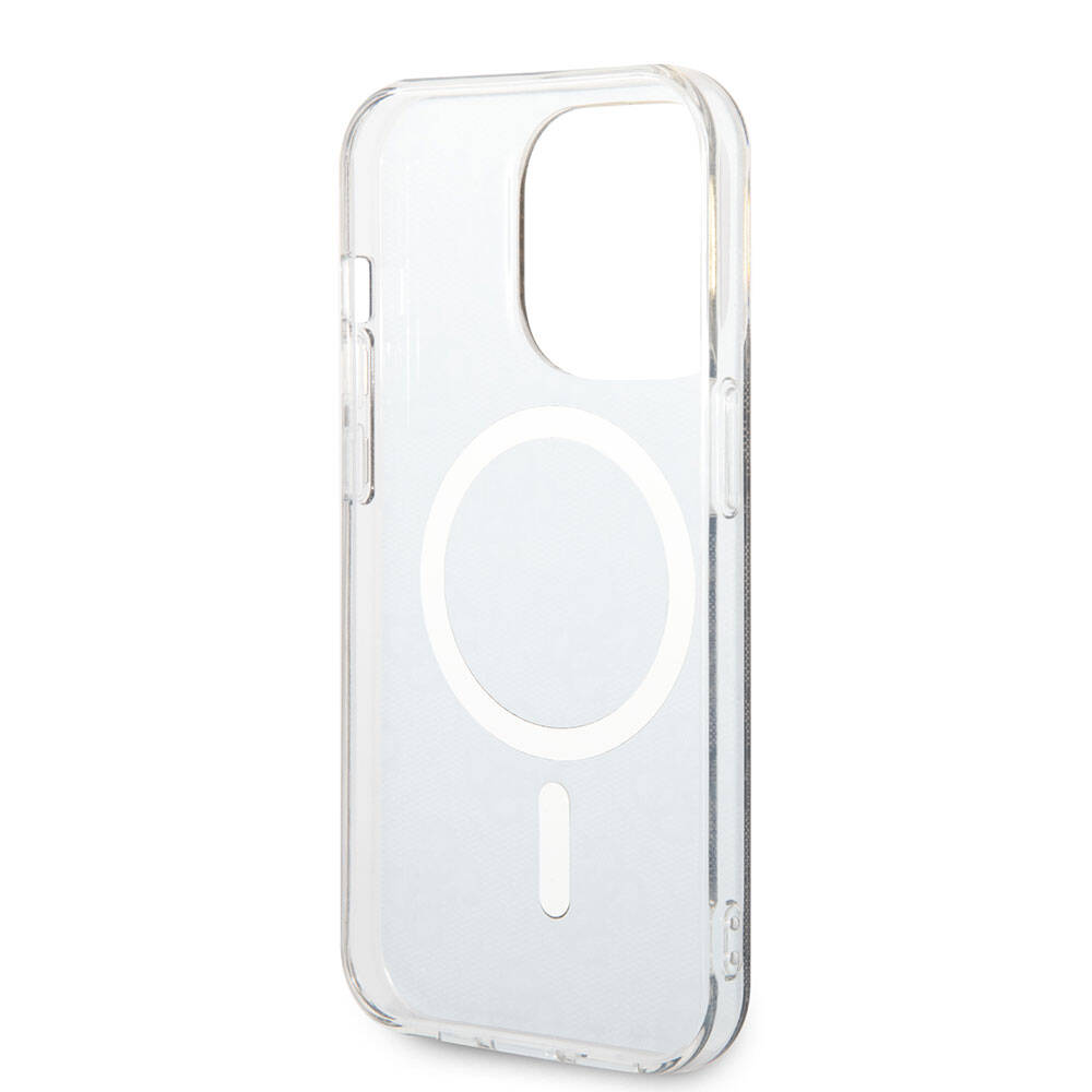 Apple iPhone 14 Pro Max Kılıf Guess Orjinal Lisanslı M-safe Şarj Özellikli Yazı Logolu 4G Desenli Kapak