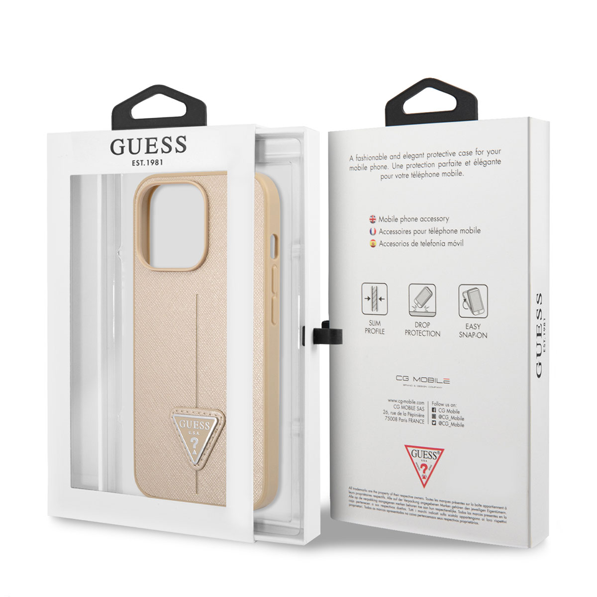 Apple iPhone 14 Pro Max Kılıf GUESS PU Safran Deri Üçgen Logo Dizayn Kapak - Görsel 7