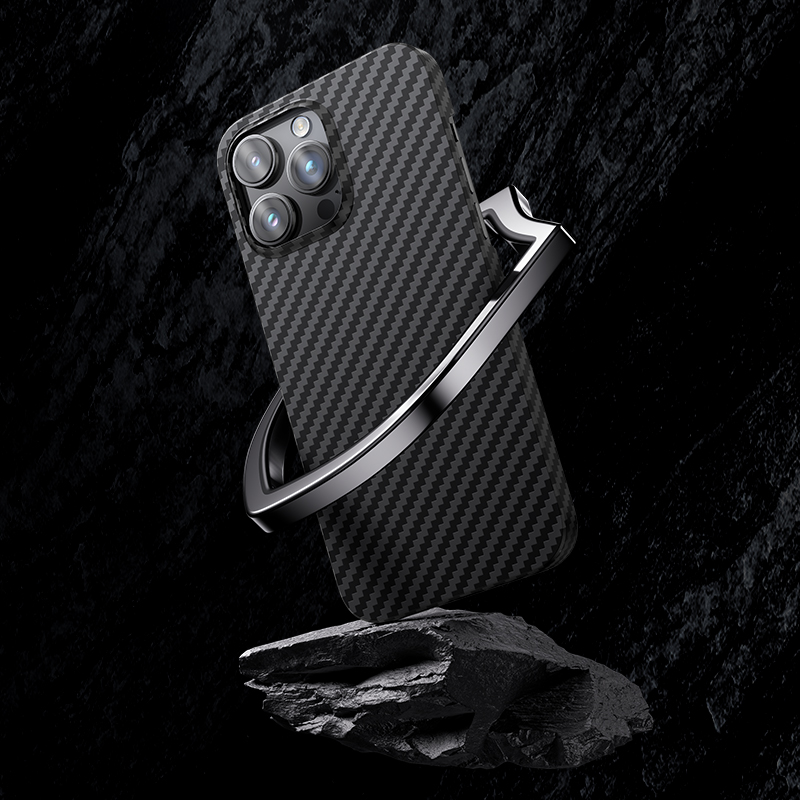 Apple iPhone 14 Pro Max Kılıf M-safe Özellikli Karbon Fiber Benks Essential Kevlar Kapak