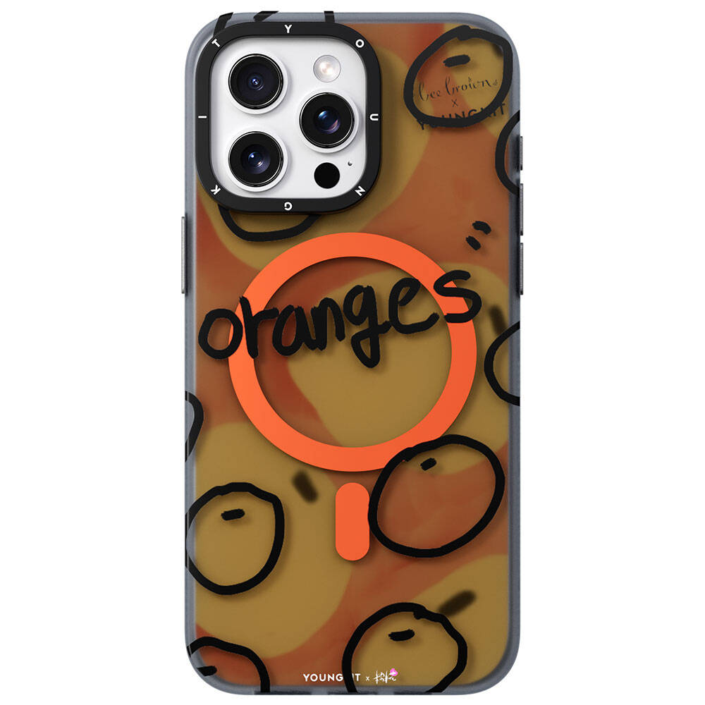 Apple iPhone 14 Pro Max Kılıf M-safe Şarj Özellikli Bee Brown Tasarımlı Youngkit Funny Serisi Kapak