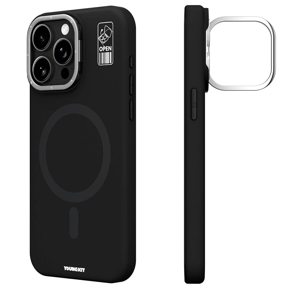Apple iPhone 14 Pro Max Kılıf M-safe Şarj Özellikli Kamera Standlı Youngkit Bitty Cream Kapak