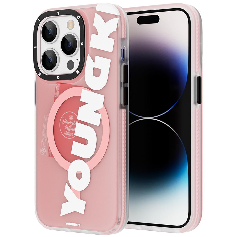 Apple iPhone 14 Pro Max Kılıf M-safe Şarj Özellikli Youngkit Binfen Serisi Yazı Temalı Kapak