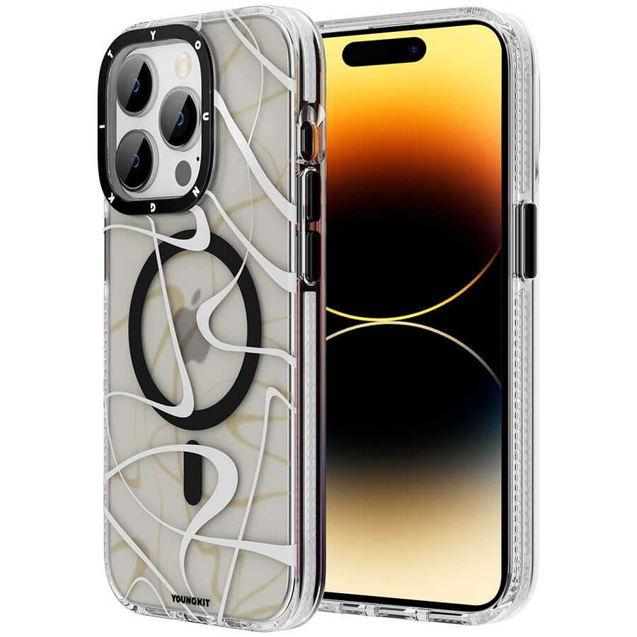 Apple iPhone 14 Pro Max Kılıf M-safe Şarj Özellikli Youngkit Water-Ink Serisi Kapak