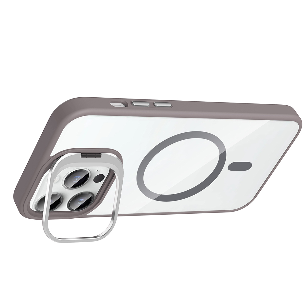 Apple iPhone 14 Pro Max Kılıf Standlı ve Kamera Lens Hediyeli M-Safe Şarj Özellikli Zore Etro Kapak