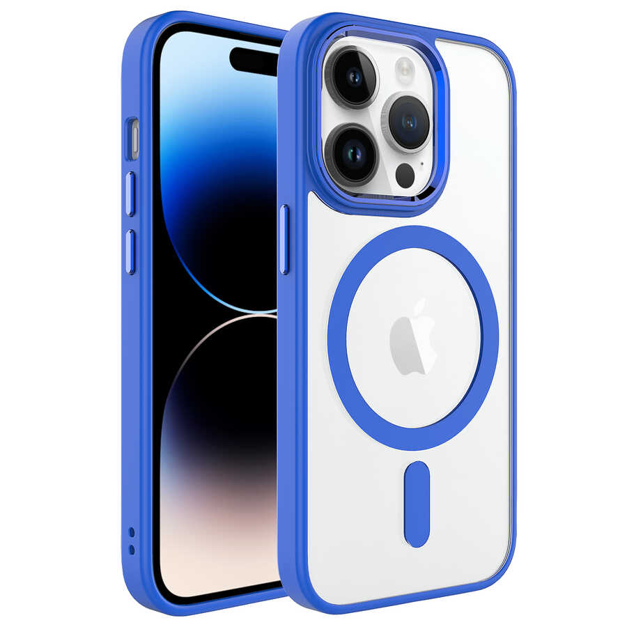 Apple iPhone 14 Pro Max Kılıf Wireless Şarj Özellikli Zore Krom M-safe Silikon Kapak