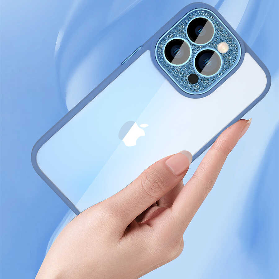 Apple iPhone 14 Pro Max Kılıf Wiwu GCC-105 Lens Korumalı Renkli Kenar Arkası Şeffaf Multicolor Kapak