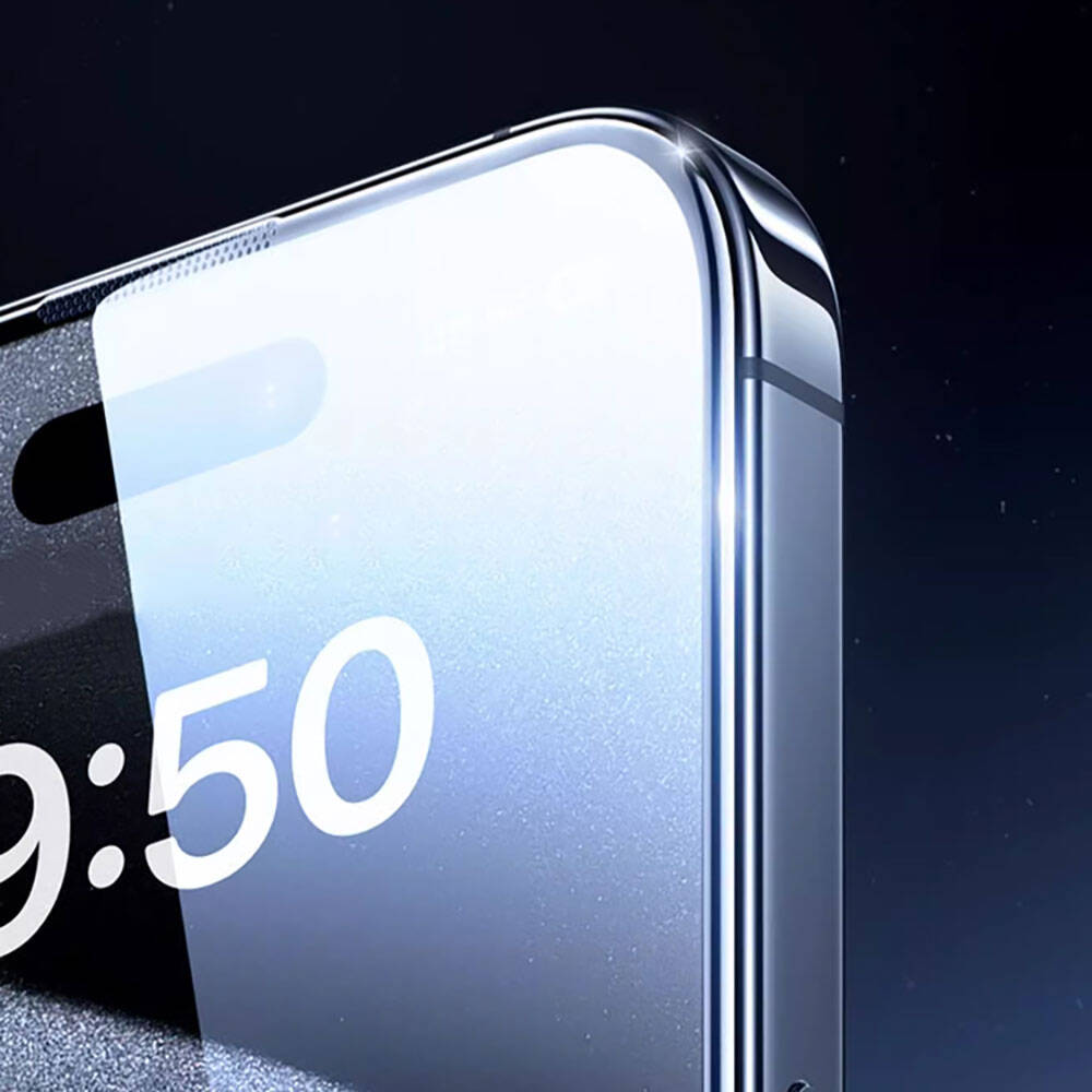 Apple iPhone 14 Pro Wiwu GT-008 Polimer Oleofobik Kaplama Şeffaf Pürüzsüz Temperli Cam Ekran Koruyucu 10'lu Paket - Görsel 10