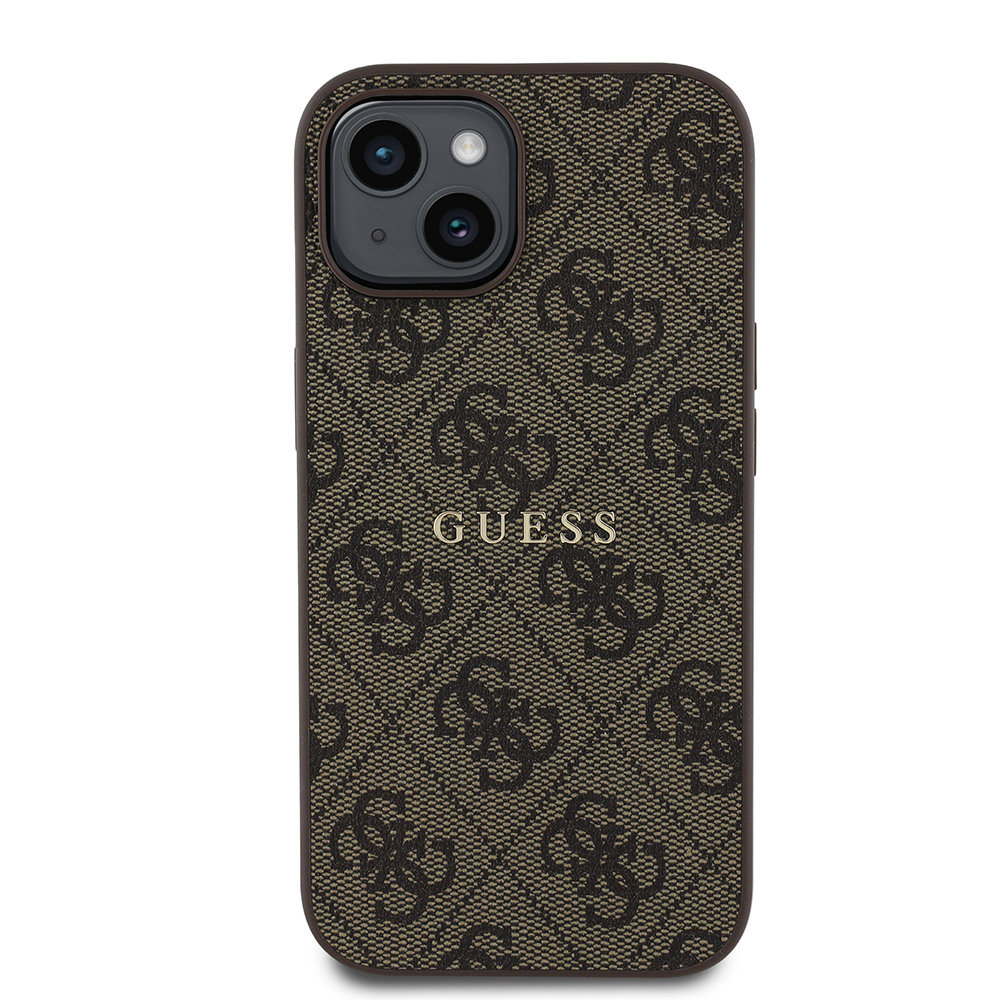 Apple iPhone 15 Kılıf Guess Orjinal Lisanslı M-safe Şarj Özellikli 4G Desen Yazı Logolu Kapak
