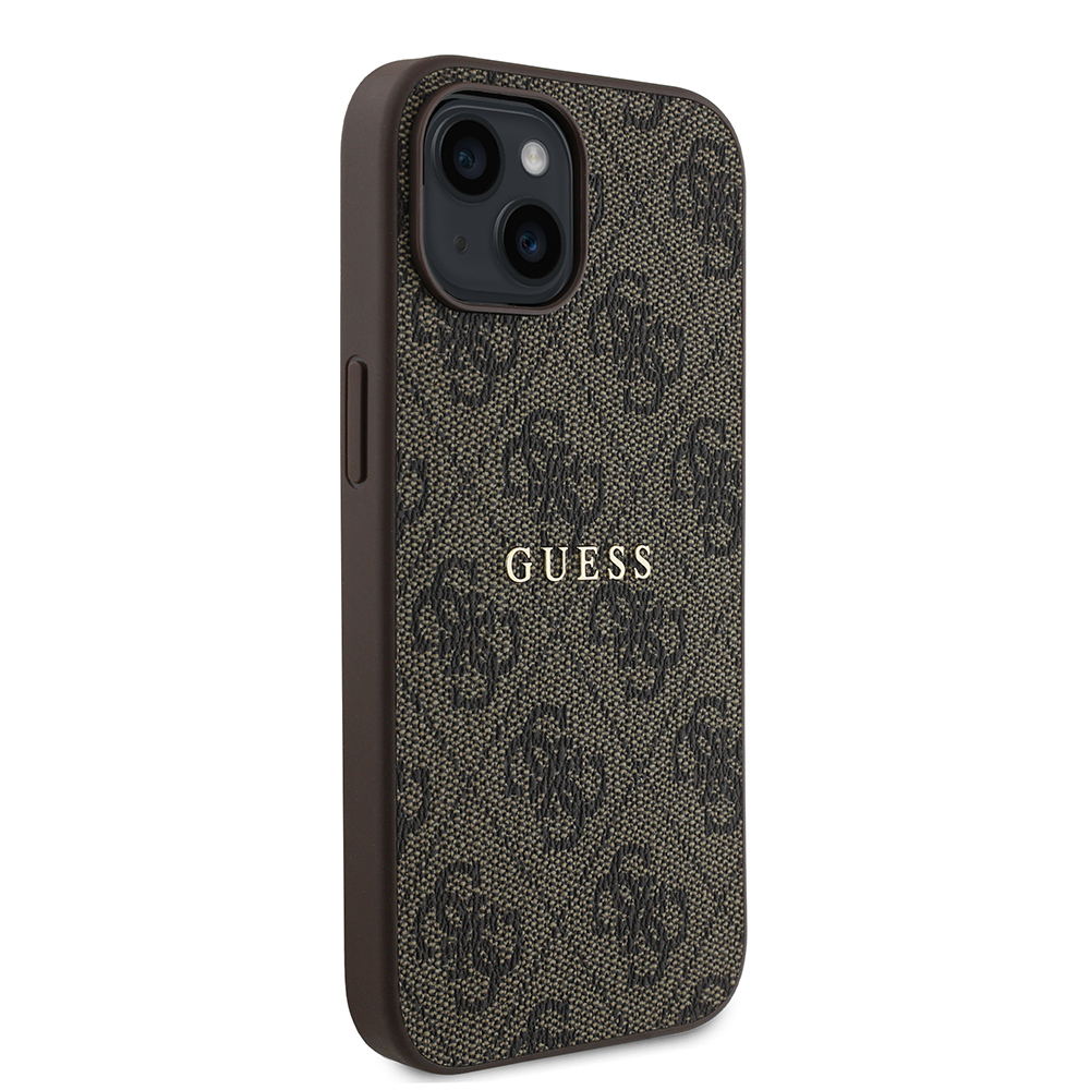 Apple iPhone 15 Kılıf Guess Orjinal Lisanslı M-safe Şarj Özellikli 4G Desen Yazı Logolu Kapak