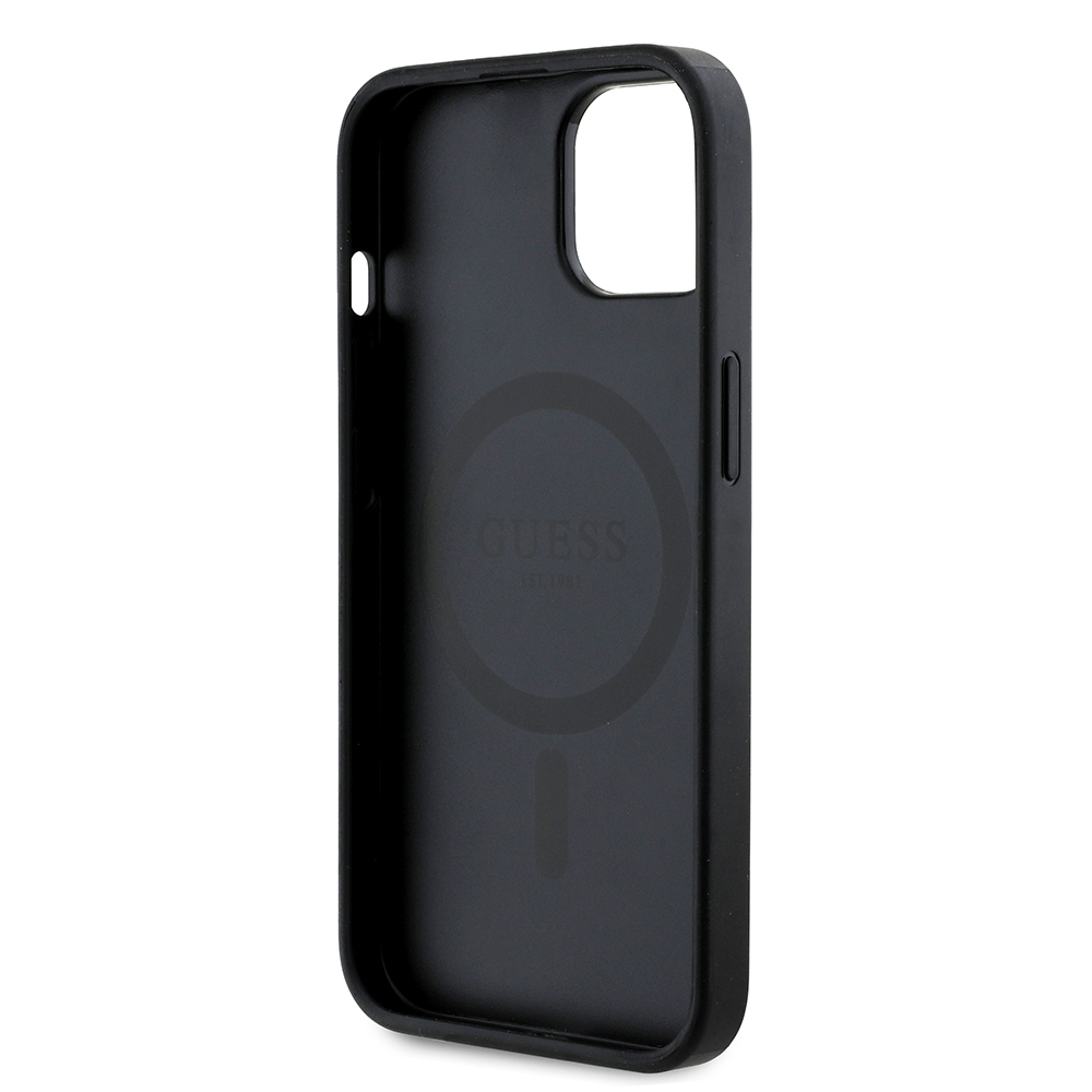 Apple iPhone 15 Kılıf Guess Orjinal Lisanslı M-safe Şarj Özellikli Gül Baskılı 4G Desenli Yazı Logolu Kapak - Görsel 7