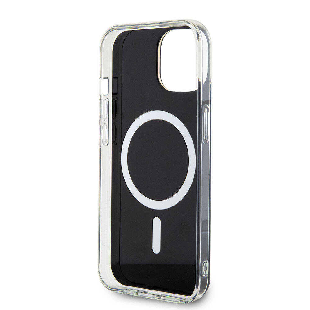 Apple iPhone 15 Kılıf Guess Orjinal Lisanslı M-safe Şarj Özellikli Yazı Logolu Iridescent Kapak