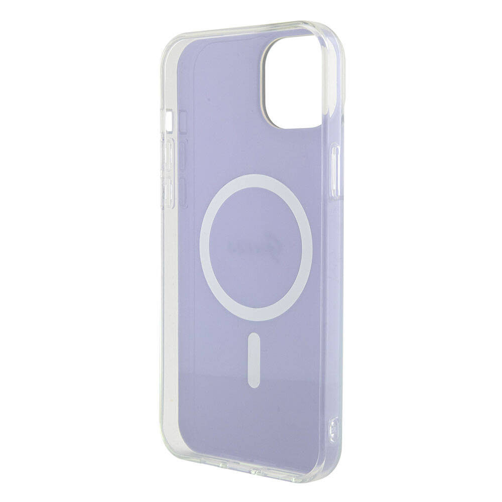 Apple iPhone 15 Kılıf Guess Orjinal Lisanslı M-safe Şarj Özellikli Yazı Logolu Iridescent Kapak