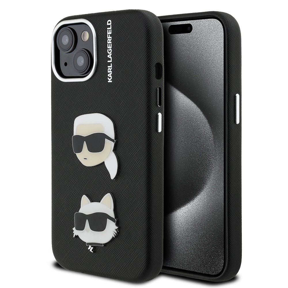 Apple iPhone 15 Kılıf Karl Lagerfeld Orjinal Lisanslı K&C Heads Pin Kapak