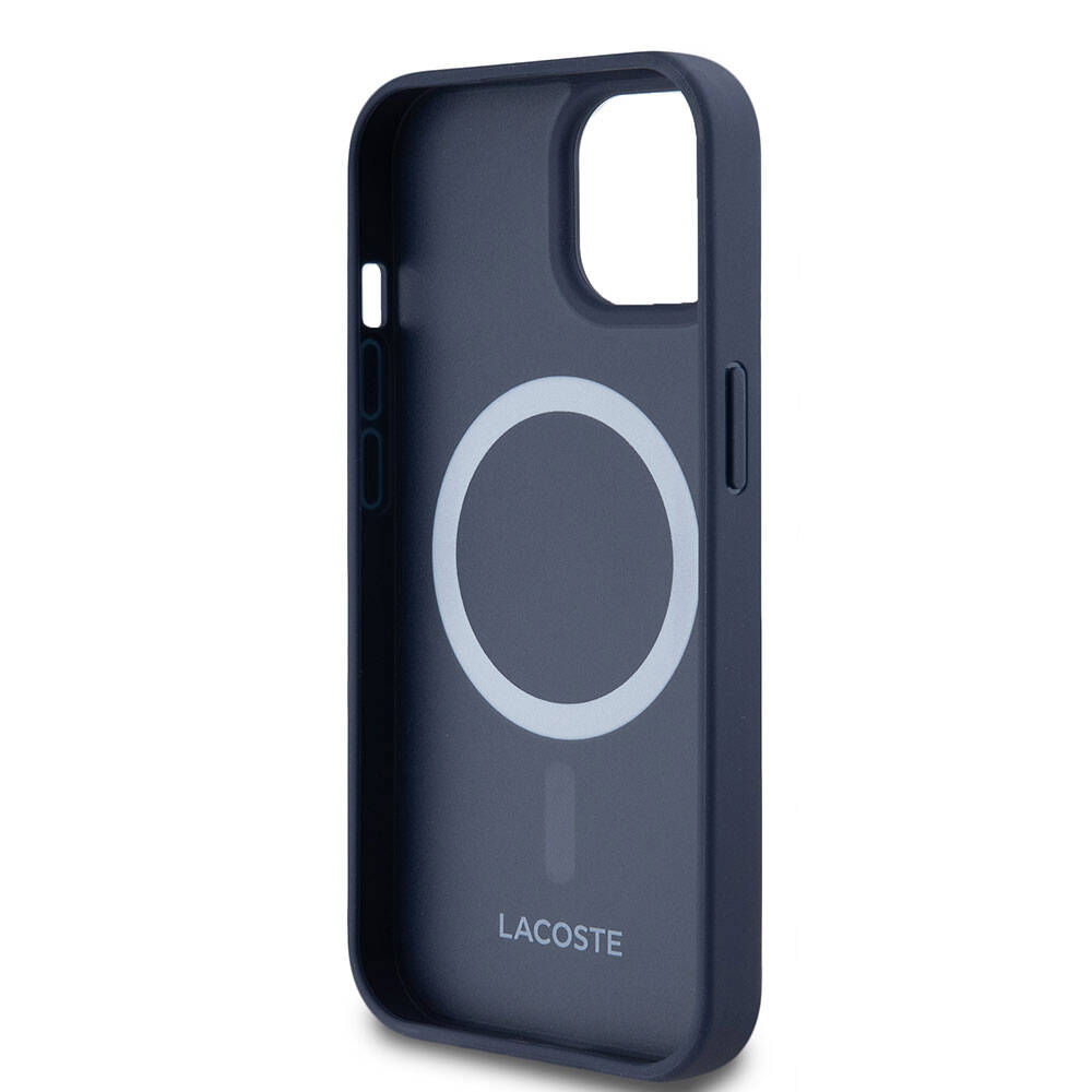 Apple iPhone 15 Kılıf Lacoste Orjinal Lisanslı M-safe Şarj Özellikli PU Deri Görünümlü Karışık Monogram Desenli Kapak - Görsel 7