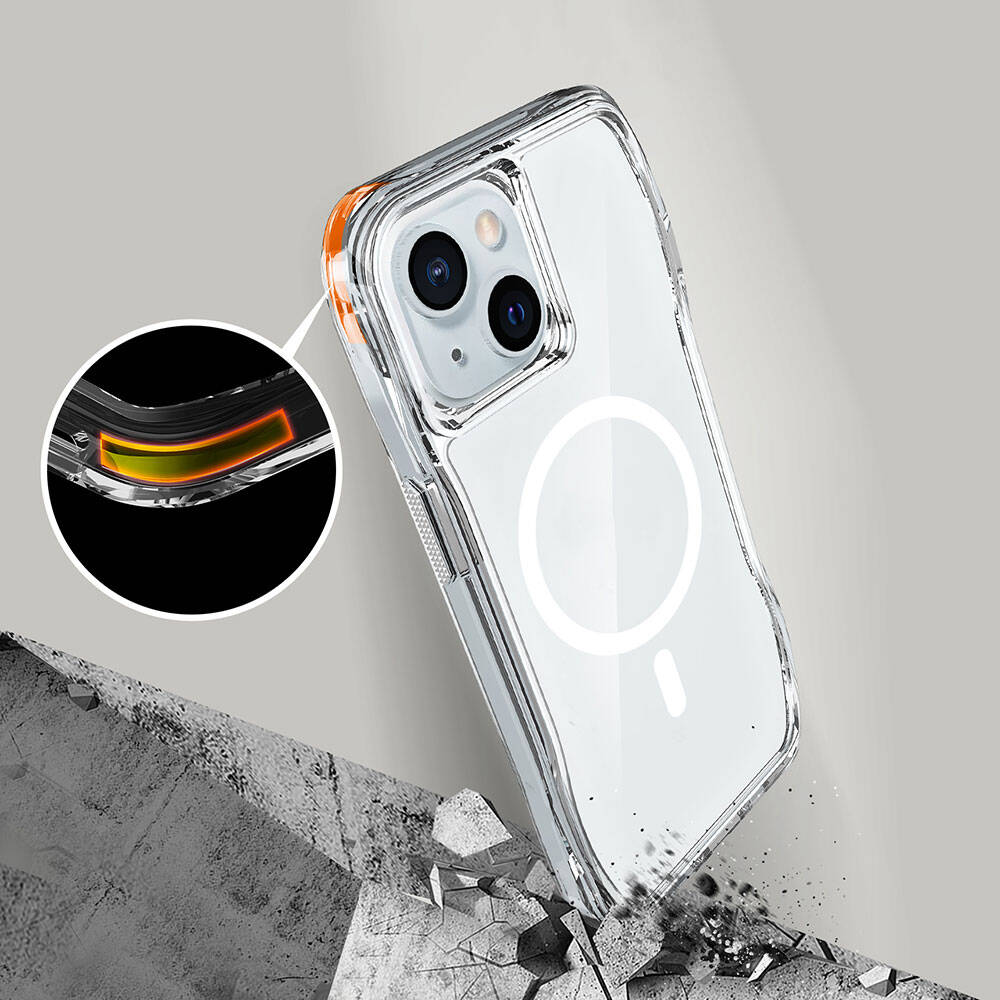 Apple iPhone 15 Kılıf M-safe Şarj Özellikli Airbagli Şeffaf Zore İncek Kapak