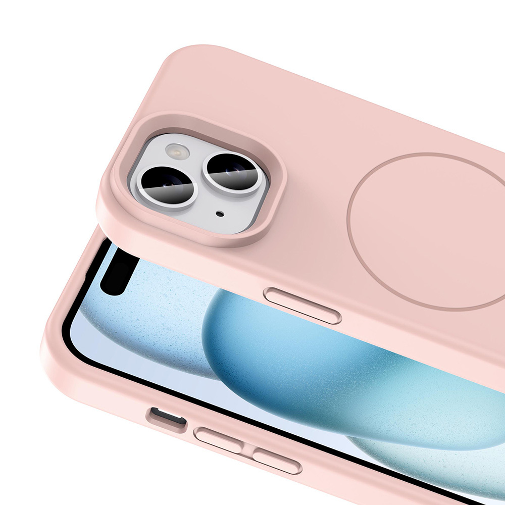 Apple iPhone 15 Kılıf M-safe Şarj Özellikli Sıvı Teknolojili Silinebilir Sert Zore Kivi Kapak