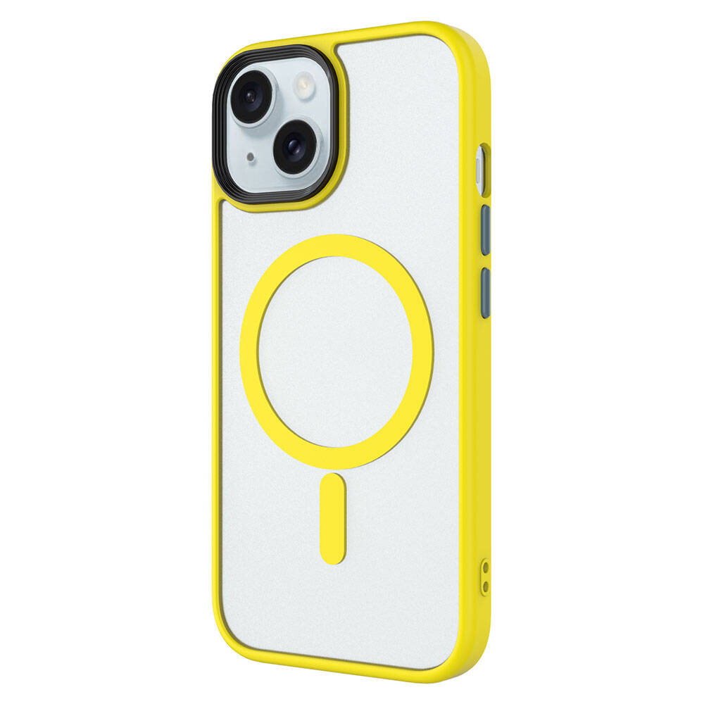 Apple iPhone 15 Kılıf Mat Arka Yüzey Wireless Şarj Özellikli Zore Flet M-safe Kapak - Görsel 4