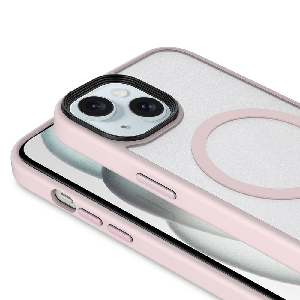 Apple iPhone 15 Kılıf Mat Arka Yüzey Wireless Şarj Özellikli Zore Flet M-safe Kapak - Görsel 5