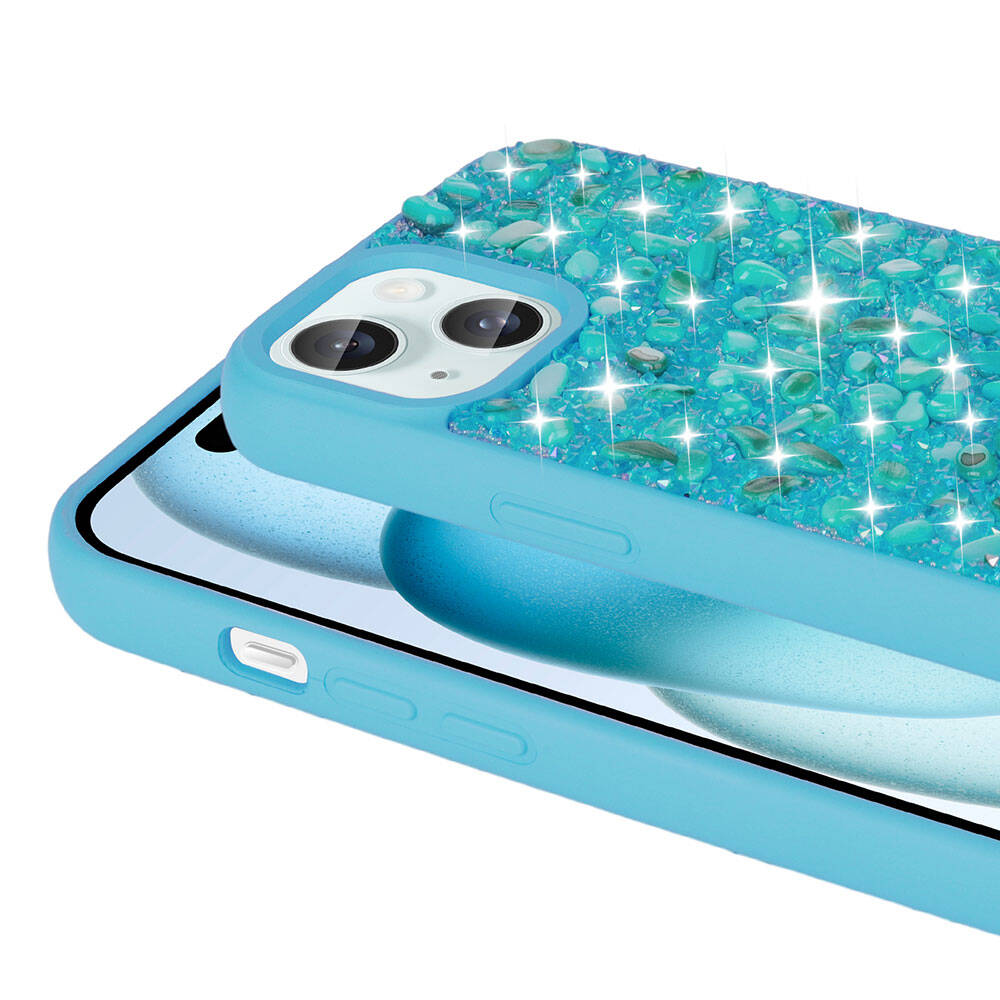 Apple iPhone 15 Kılıf Parlak Taşlı Tasarım Zore Linea Diamond Kapak - Görsel 2