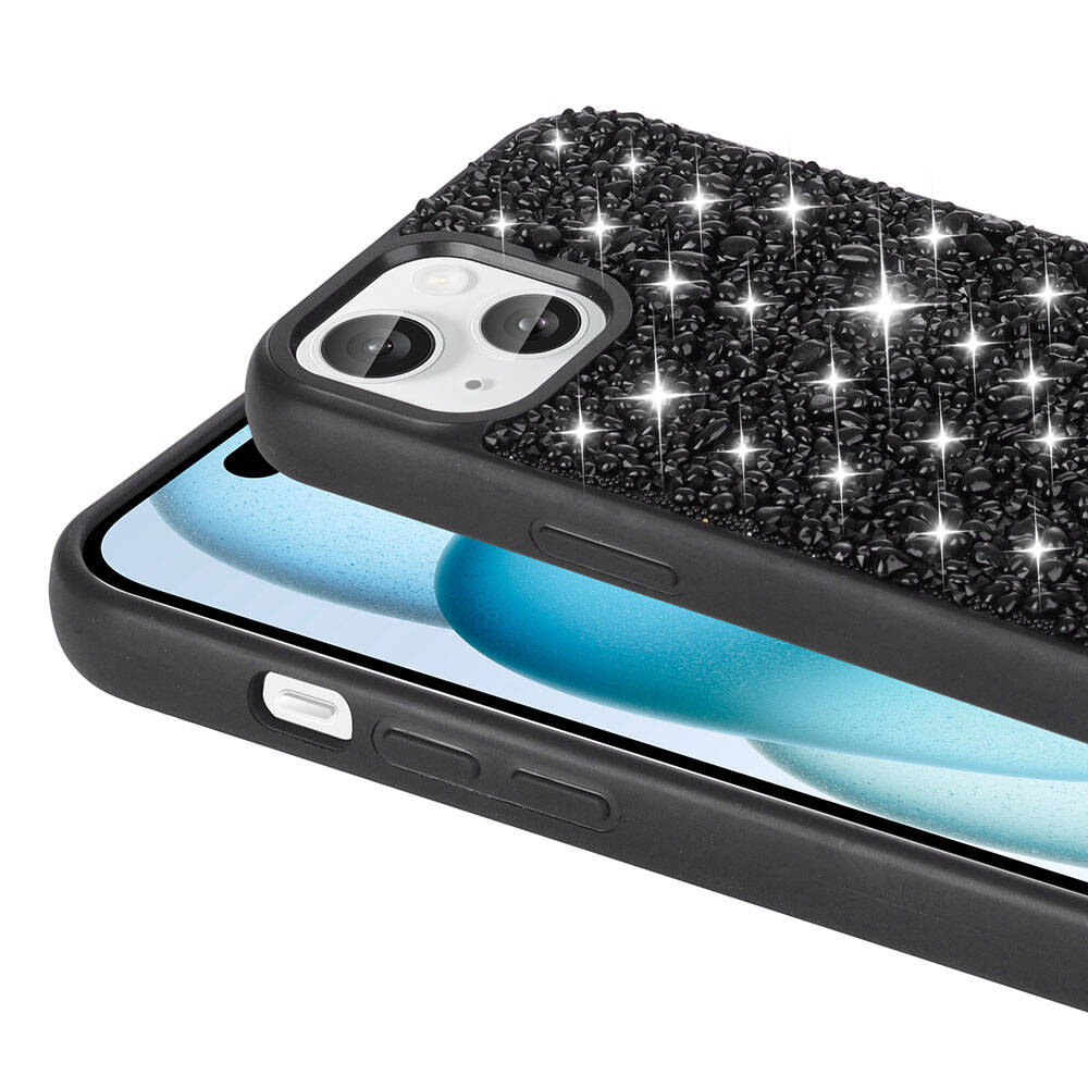Apple iPhone 15 Kılıf Parlak Taşlı Tasarım Zore Linea Diamond Kapak - Görsel 3