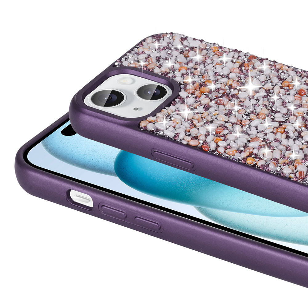 Apple iPhone 15 Kılıf Parlak Taşlı Tasarım Zore Linea Diamond Kapak - Görsel 5