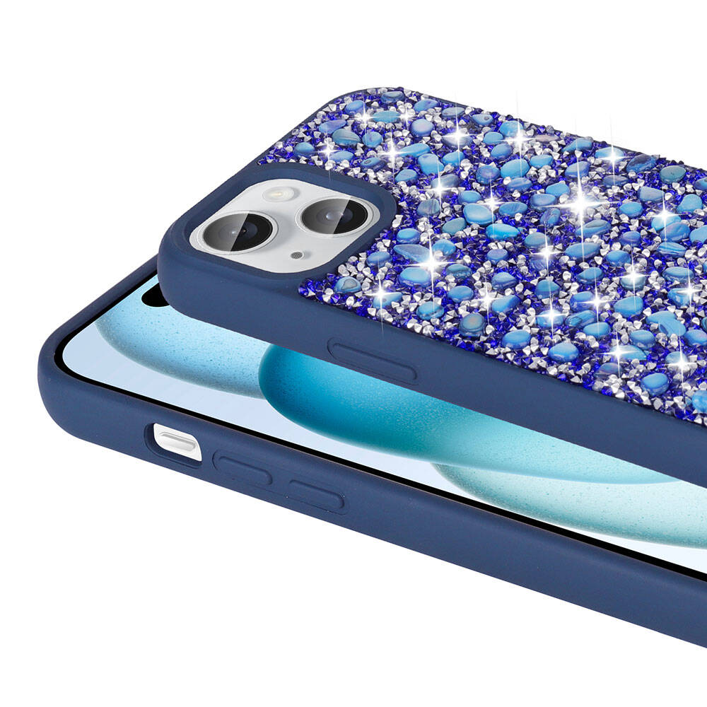Apple iPhone 15 Kılıf Parlak Taşlı Tasarım Zore Linea Diamond Kapak - Görsel 6