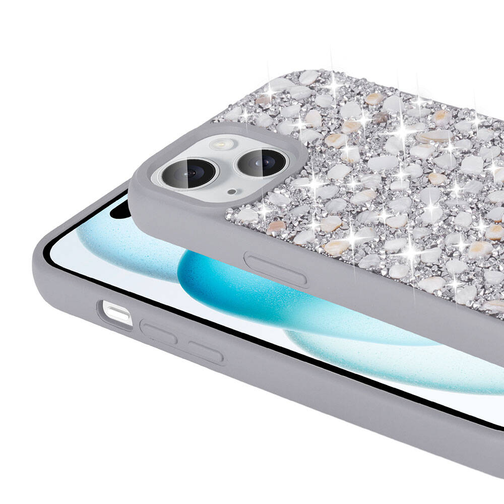 Apple iPhone 15 Kılıf Parlak Taşlı Tasarım Zore Linea Diamond Kapak - Görsel 7