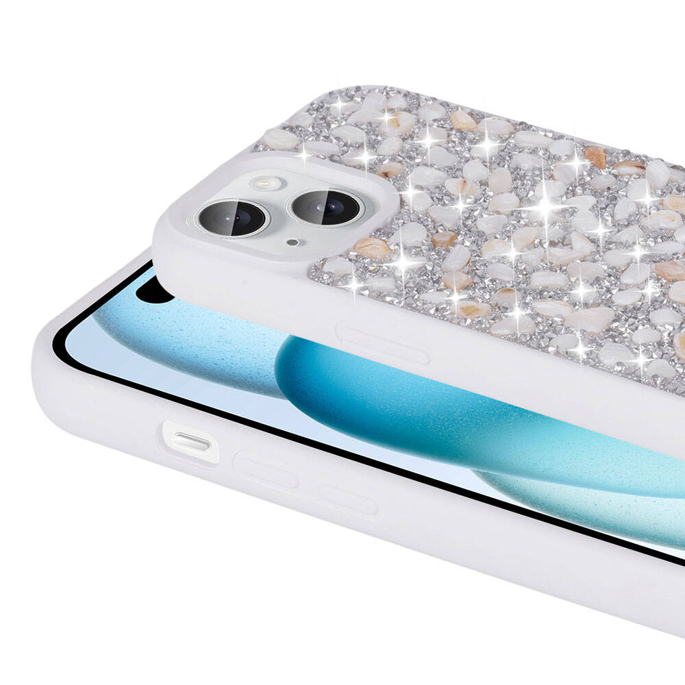 Apple iPhone 15 Kılıf Parlak Taşlı Tasarım Zore Linea Diamond Kapak - Görsel 8