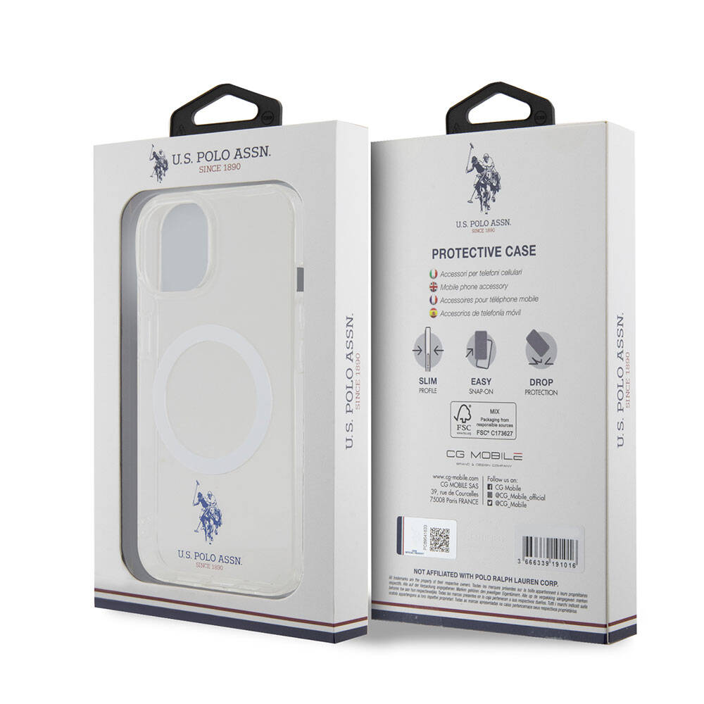 Apple iPhone 15 Kılıf U.S. Polo Assn. Orjinal Lisanslı M-safe Şarj Özellikli Transparan Tasarım Kapak - Görsel 8