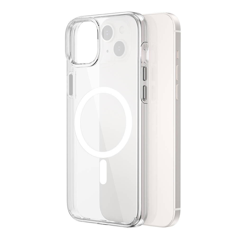 Apple iPhone 15 Kılıf Wiwu BC-022 M-safe Şarj Özellikli Şeffaf Transparan Kapak