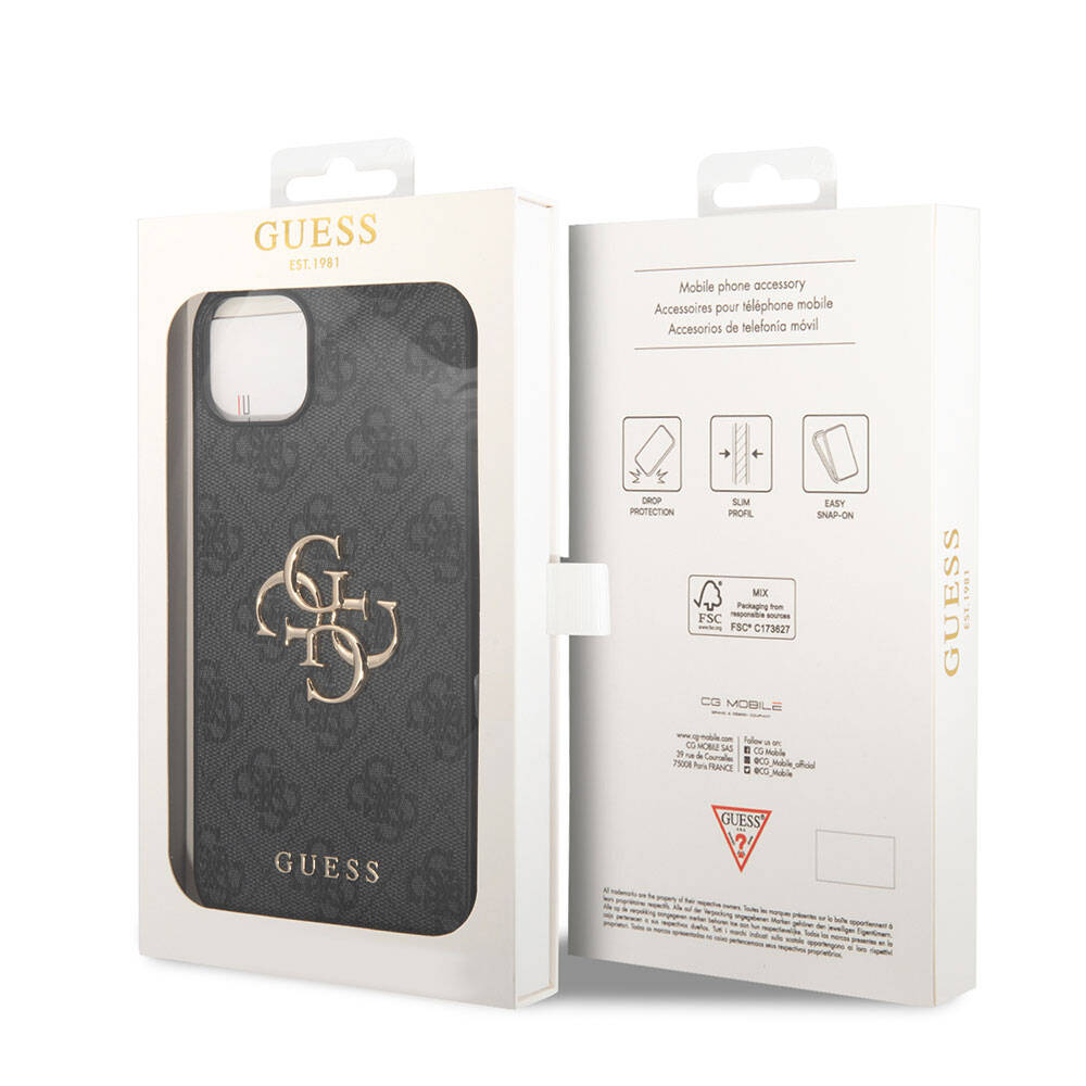Apple iPhone 15 Plus Kılıf Guess Orjinal Lisanslı PU Deri Yazı ve 4G Metal Logolu Desenli Kapak - Görsel 7