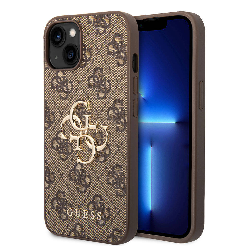 Apple iPhone 15 Plus Kılıf Guess Orjinal Lisanslı PU Deri Yazı ve 4G Metal Logolu Desenli Kapak - Görsel 8