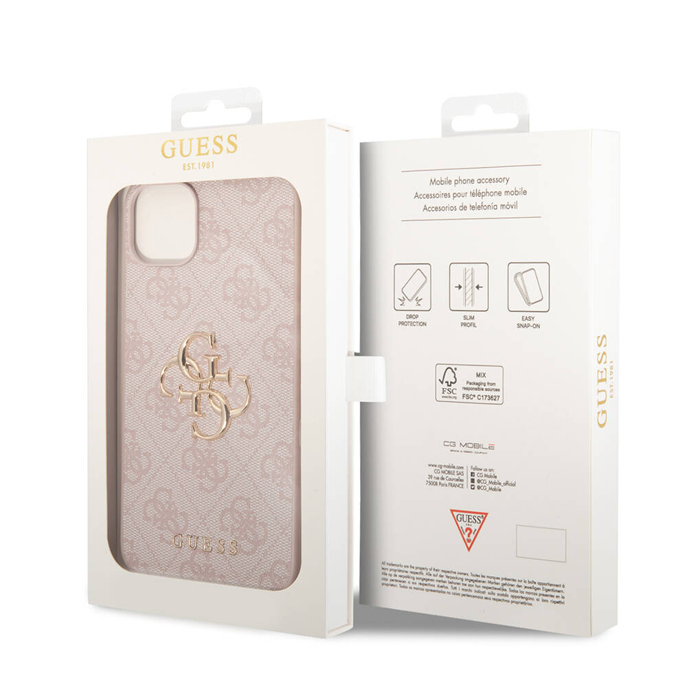 Apple iPhone 15 Plus Kılıf Guess Orjinal Lisanslı PU Deri Yazı ve 4G Metal Logolu Desenli Kapak - Görsel 21