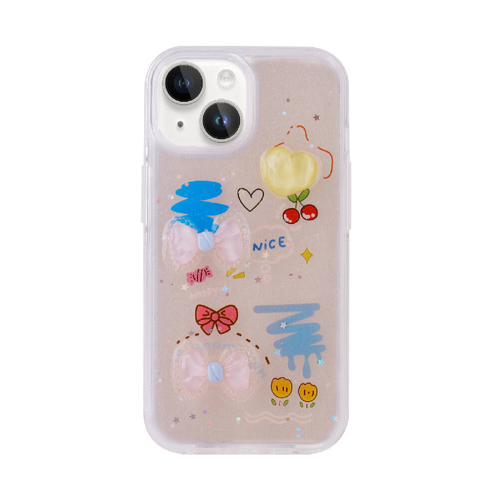 Apple iPhone 15 Plus Kılıf Kabartma Figürlü Parlak Zore Minimini Silikon Kapak - Görsel 3