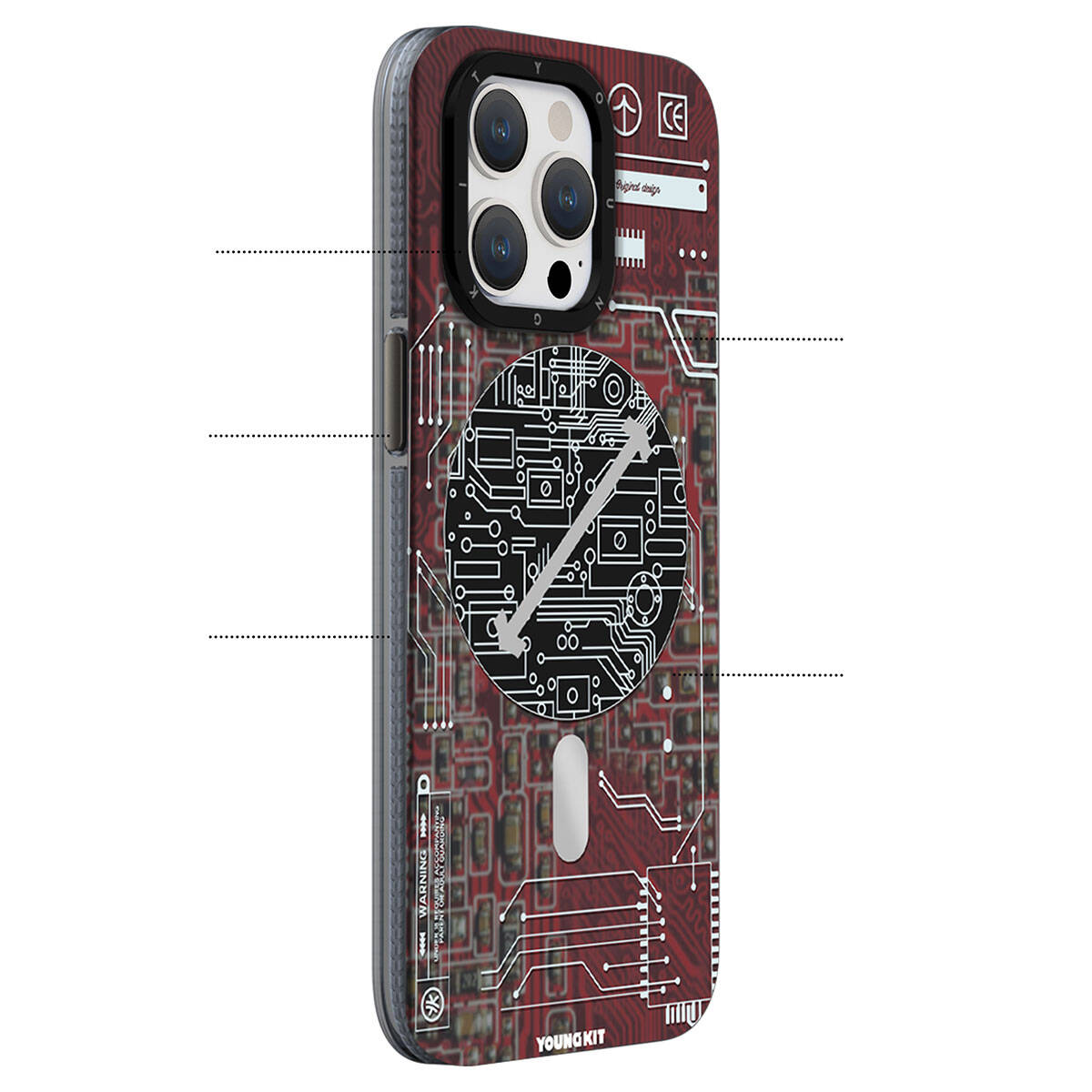 Apple iPhone 15 Plus Kılıf M-safe Şarj Özellikli YoungKit Technology Serisi Kapak - Görsel 5