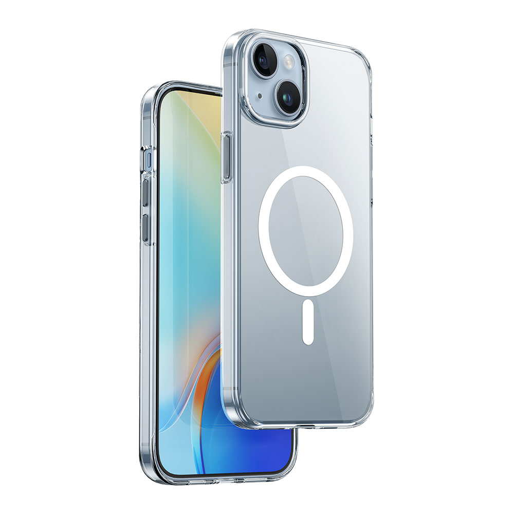 Apple iPhone 15 Plus Kılıf Wiwu ZYS-013 M-safe Şarj Özellikli Renkli Kamera Çerçeveli Şeffaf Jelly Kapak