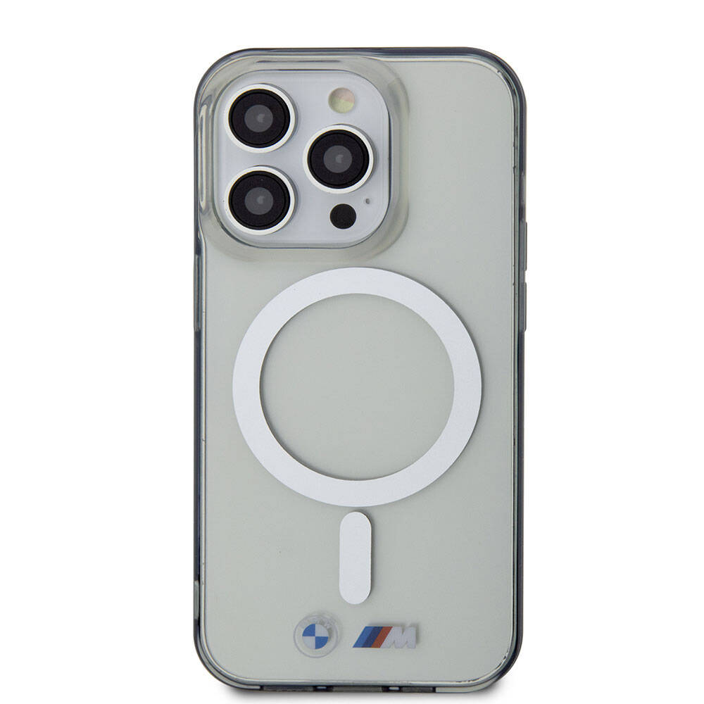 Apple iPhone 15 Pro Kılıf BMW M-safe Şarj Özellikli Transparan Silver Ring Orjinal Lisanslı Kapak - Görsel 3
