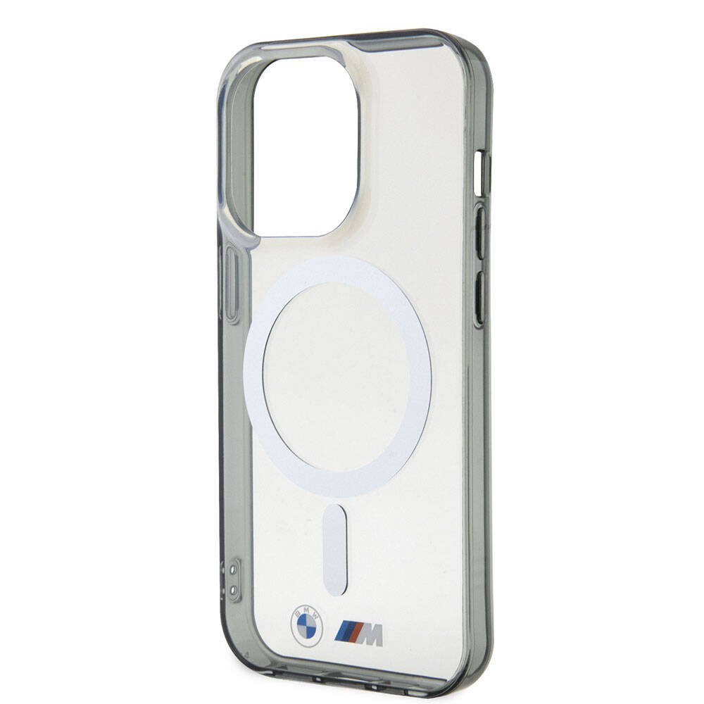 Apple iPhone 15 Pro Kılıf BMW M-safe Şarj Özellikli Transparan Silver Ring Orjinal Lisanslı Kapak - Görsel 5