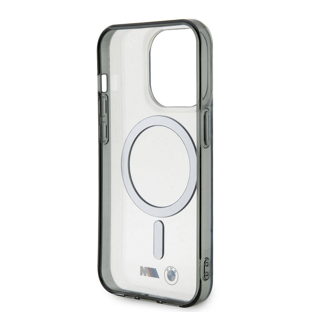 Apple iPhone 15 Pro Kılıf BMW M-safe Şarj Özellikli Transparan Silver Ring Orjinal Lisanslı Kapak - Görsel 6