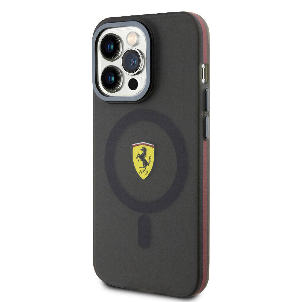 Apple iPhone 15 Pro Kılıf Ferrari Orjinal Lisanslı M-safe Şarj Özellikli Kontrast Bumper Kapak - Görsel 3